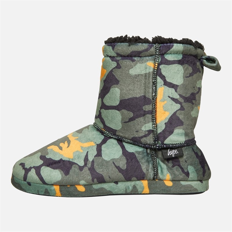 Hype Junior Boys Tumba Bootee Slippers Khaki Camo - Image 2