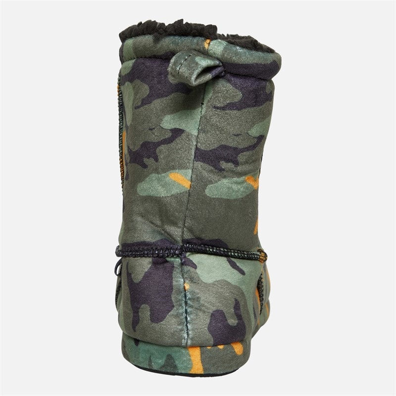 Hype Junior Boys Tumba Bootee Slippers Khaki Camo - Image 4