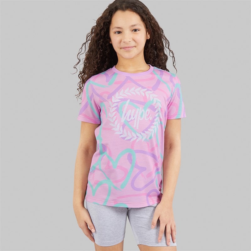 Hype Girls Angharad T-Shirt And Cycling Shorts Set Multi - Image 1