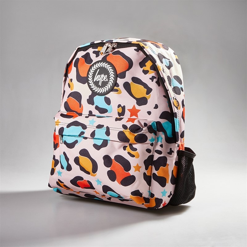 Hype Girls Iconic Star Leopard Backpack Peach