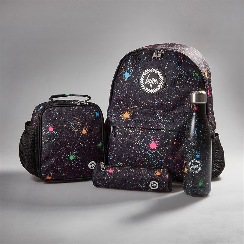 Hype Kids Colour Splat Backpack Lunch Bag Steel Bottle And Pencil Case Bundle Multi - Image 1