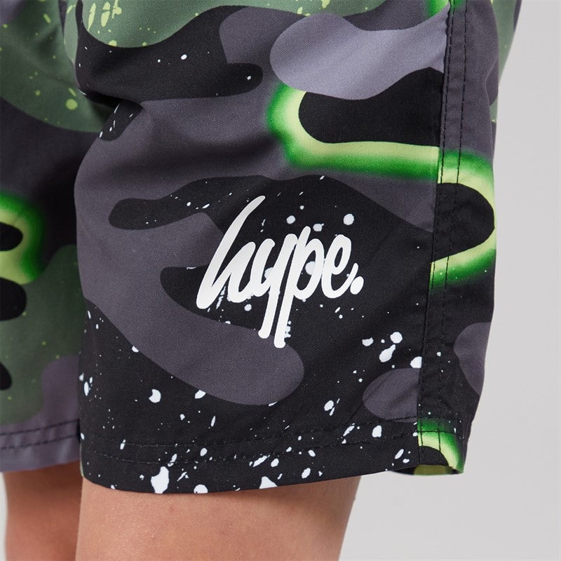 Hype Boys Neon Camo Swim Shorts Green - Image 3