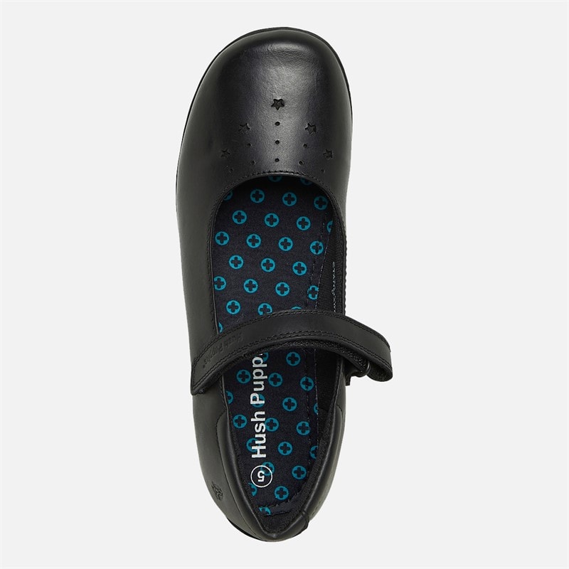 Hush Puppies Junior Girls Wide Fit Starmaker Mary Jane School Shoes Black - Image 4