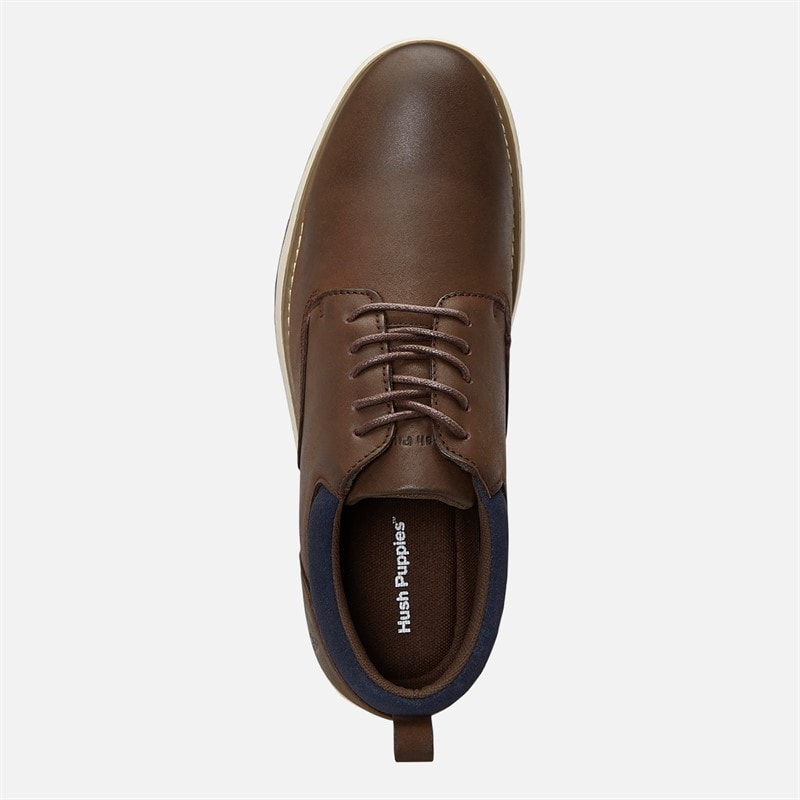 Hush Puppies Mens Dylan Derby Shoes Brown Leather - Image 4