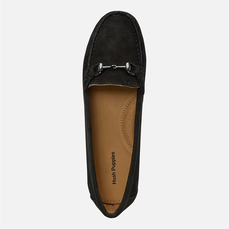 Hush Puppies Womens Molly Loafers Black Suede/Black Sole - Image 4