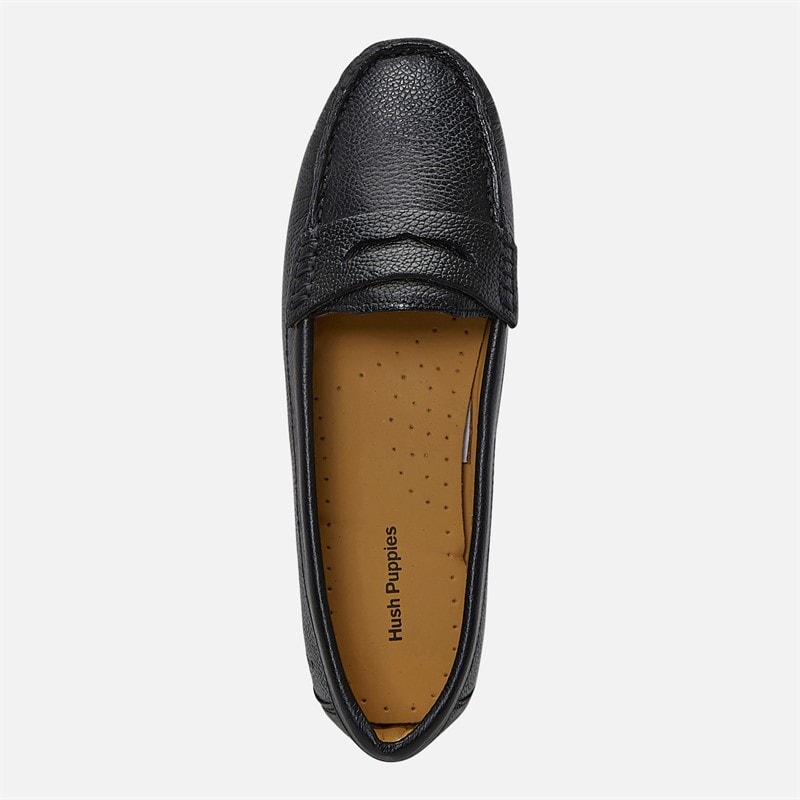 Hush Puppies Womens Margot Loafers Black Leather/Black Sole - Image 4