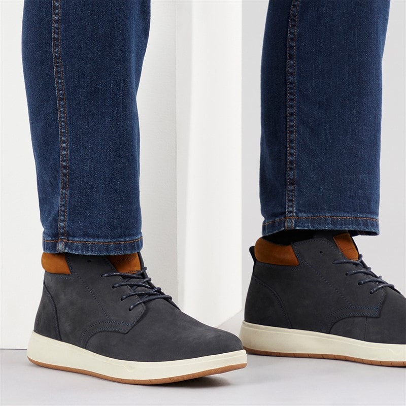 Hush Puppies Mens Bronko Chukka Boots Navy Nubuck/Tan - Image 1