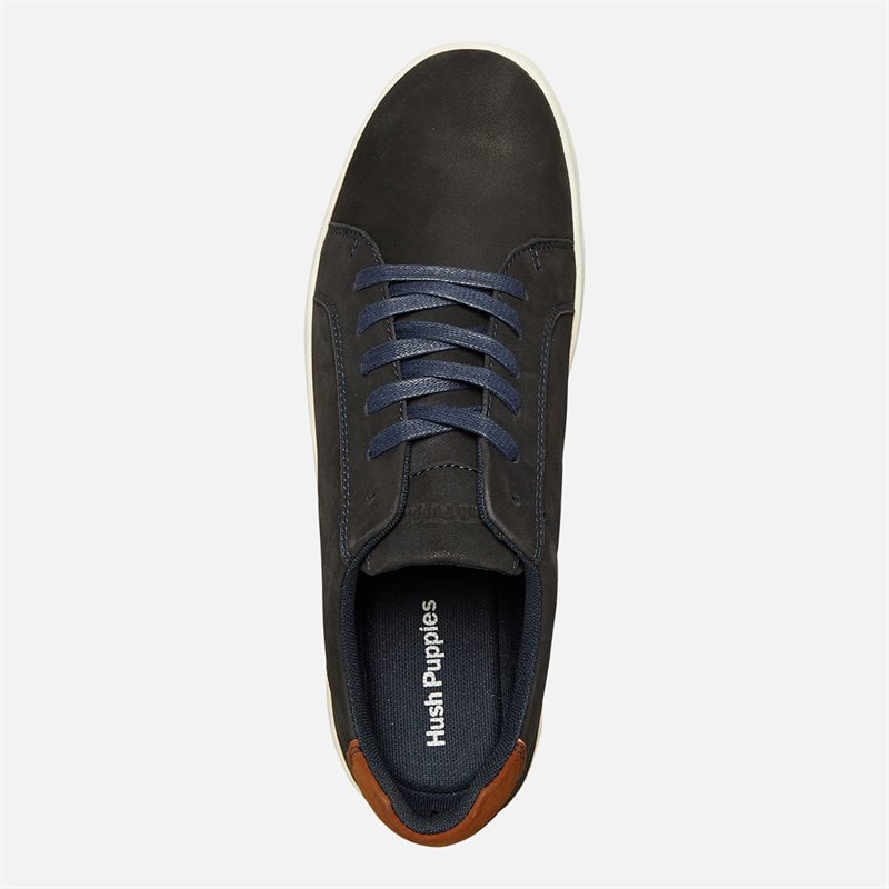 Hush Puppies Mens Madden Trainers Navy Nubuck/Tan Back Counter/Off-White Sole - Image 4