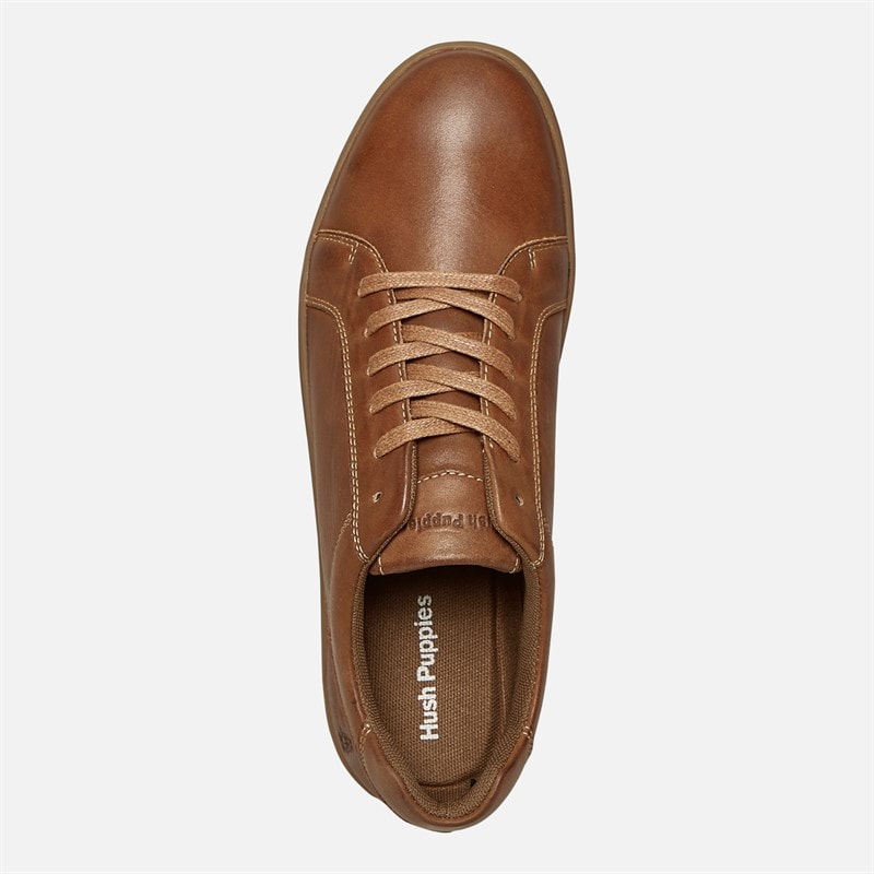 Hush Puppies Mens Madden Trainers Tan Leather/Gum Sole - Image 4