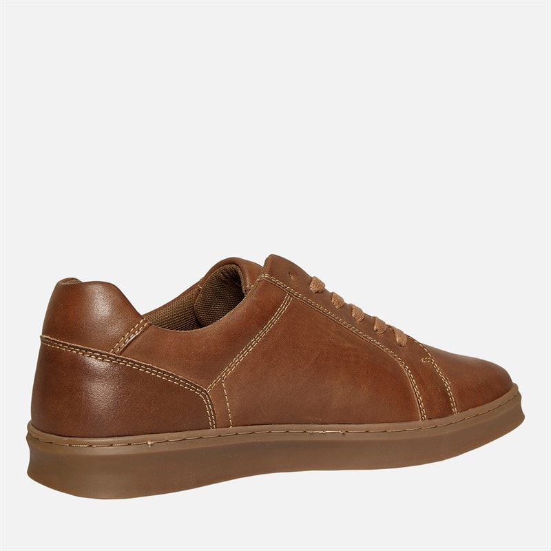 Hush Puppies Mens Madden Trainers Tan Leather/Gum Sole - Image 5