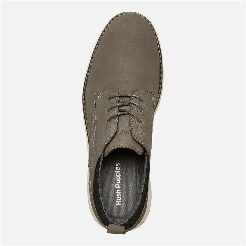 Hush Puppies Mens New Derby Lace Shoes Grey Nubuck - Image 4