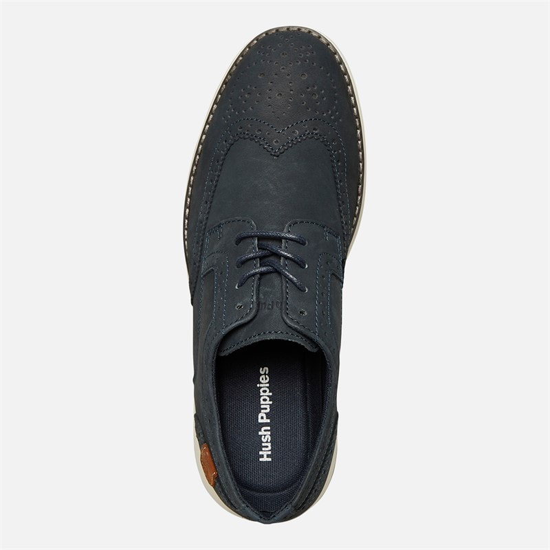 Hush Puppies Mens New Derby Brogue Shoes Navy Nubuck - Image 4