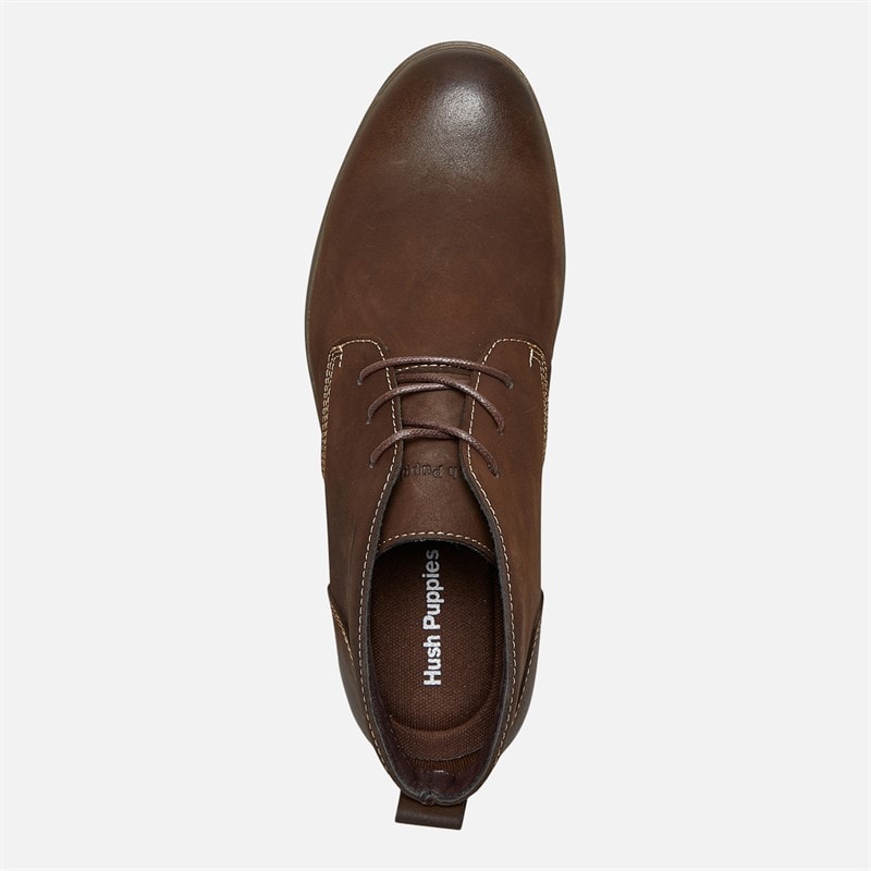 Hush Puppies Mens Tyson Chukka Boots Brown Leather - Image 4