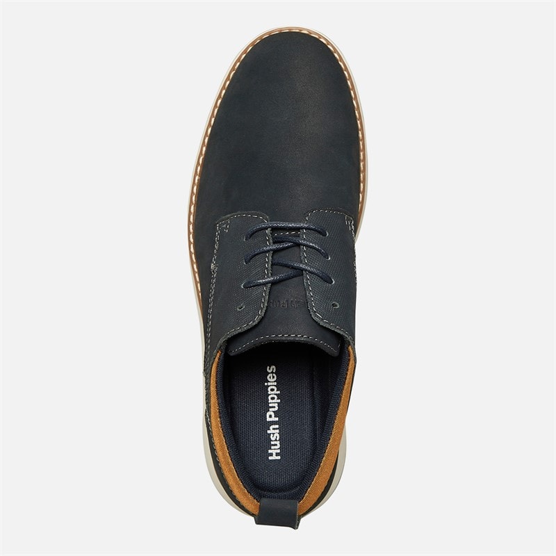 Hush Puppies Mens New Derby Lace Shoes Navy Nubuck - Image 4