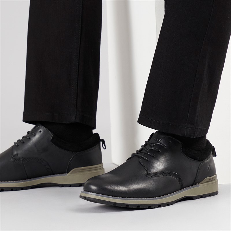 Hush Puppies Mens Dylan Derby Shoes Black/Grey - Image 1