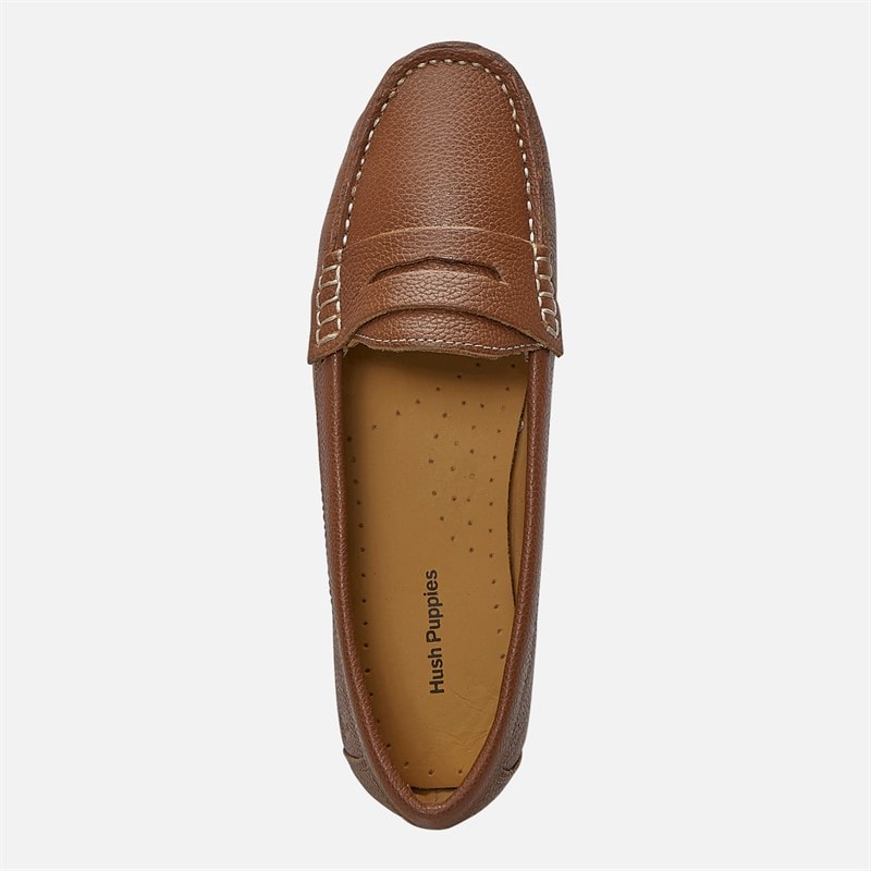 Hush Puppies Womens Margot Loafers Tan Leather/Gum Sole - Image 4