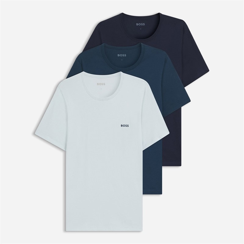 BOSS Mens Three Pack T-Shirts Blue/Blue/Blue