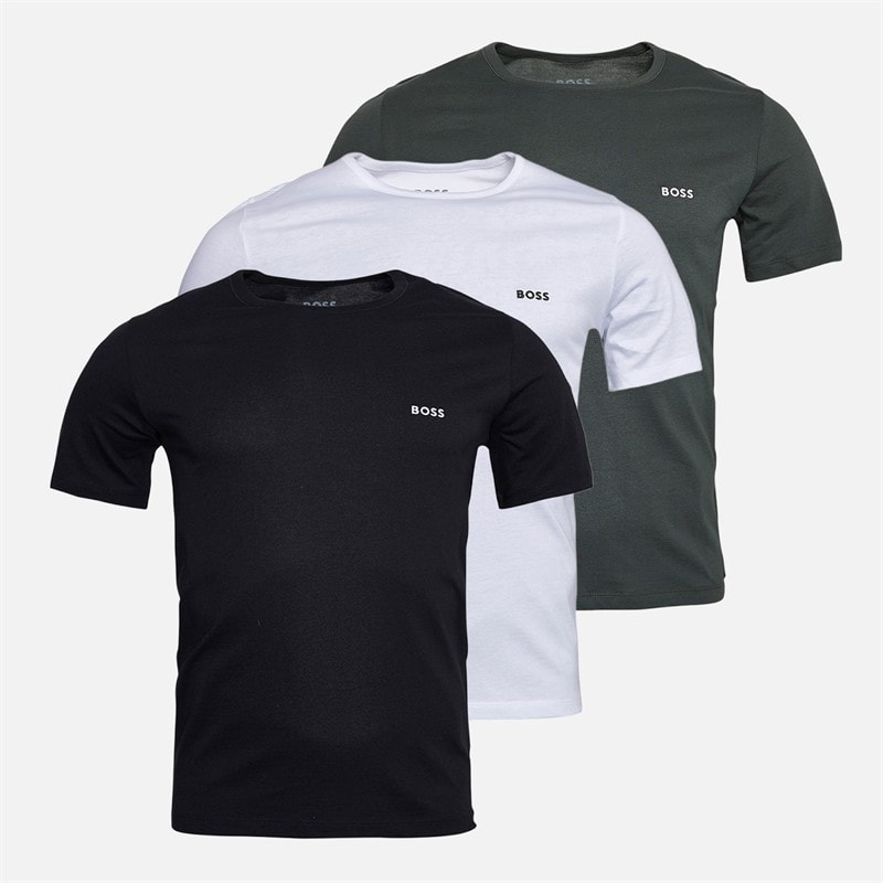 Hugo Boss BOSS Mens Three Pack T-Shirts White/Light Grey/Charcoal - Image 1