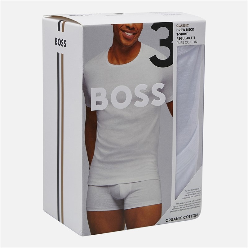 Hugo Boss BOSS Mens Three Pack T-Shirts White/Light Grey/Charcoal - Image 2