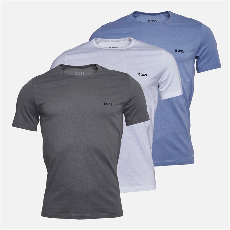 Hugo Boss Mens Three Pack T-Shirts White/Grey/Blue - Image 1