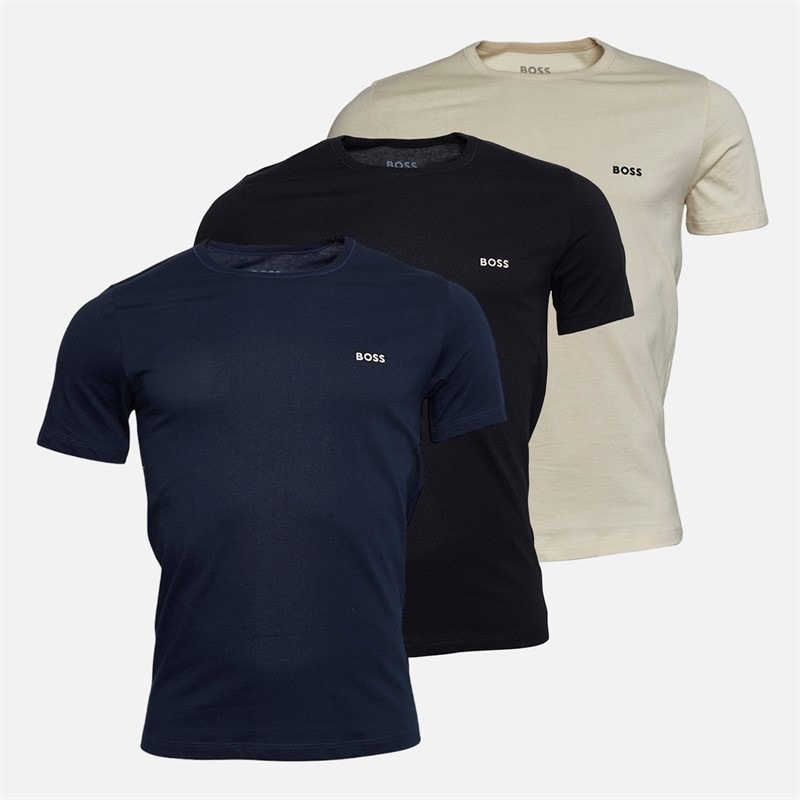 Hugo Boss Mens Three Pack T-Shirts Ecru/Black/Navy - Image 1