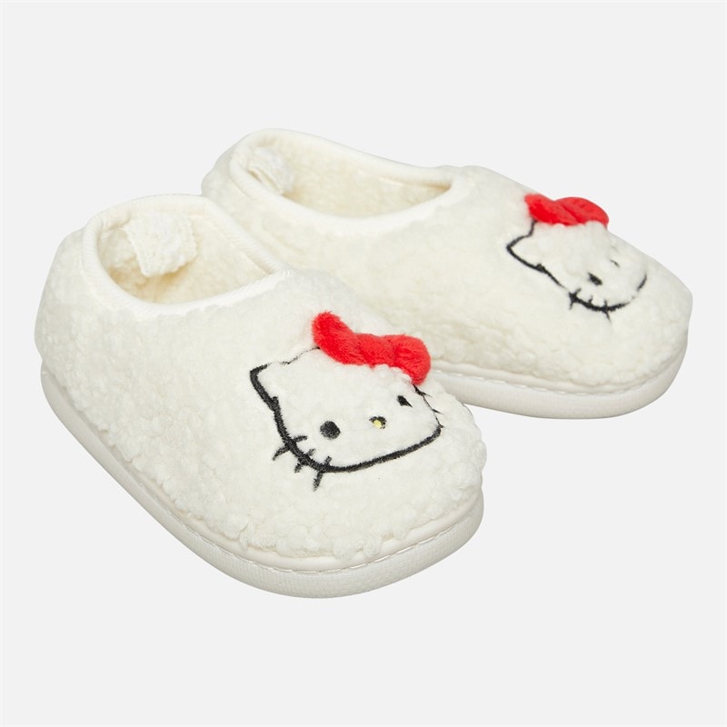 Hello Kitty Girls Full Borg Slippers White/Red - Image 1