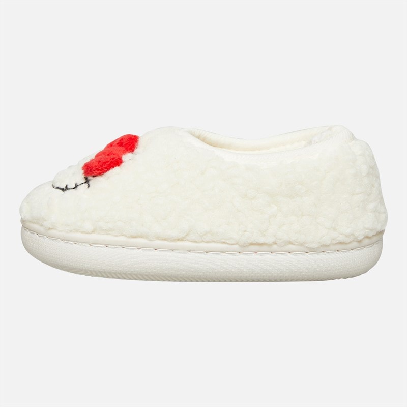 Hello Kitty Girls Full Borg Slippers White/Red - Image 2