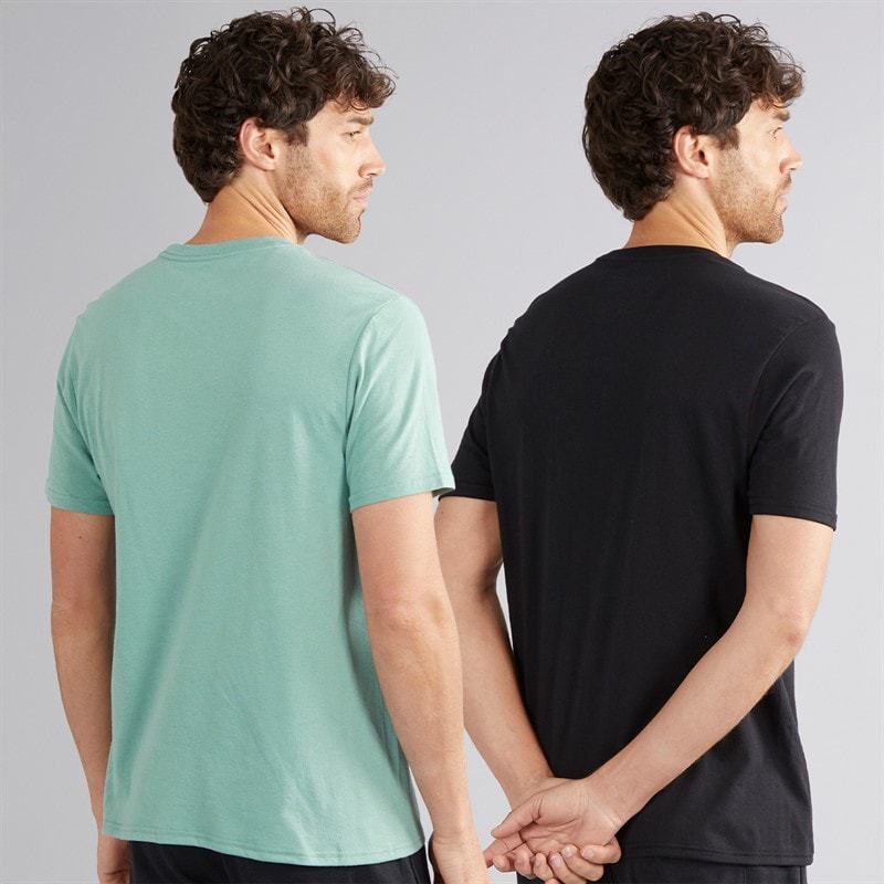 Hurley Mens Two Pack Crew Neck T-Shirts Black/Green - Image 2