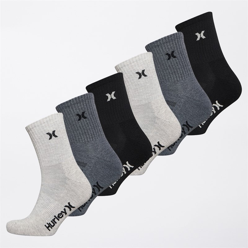Hurley Mens Six Pack Crew Socks Multi - Image 1