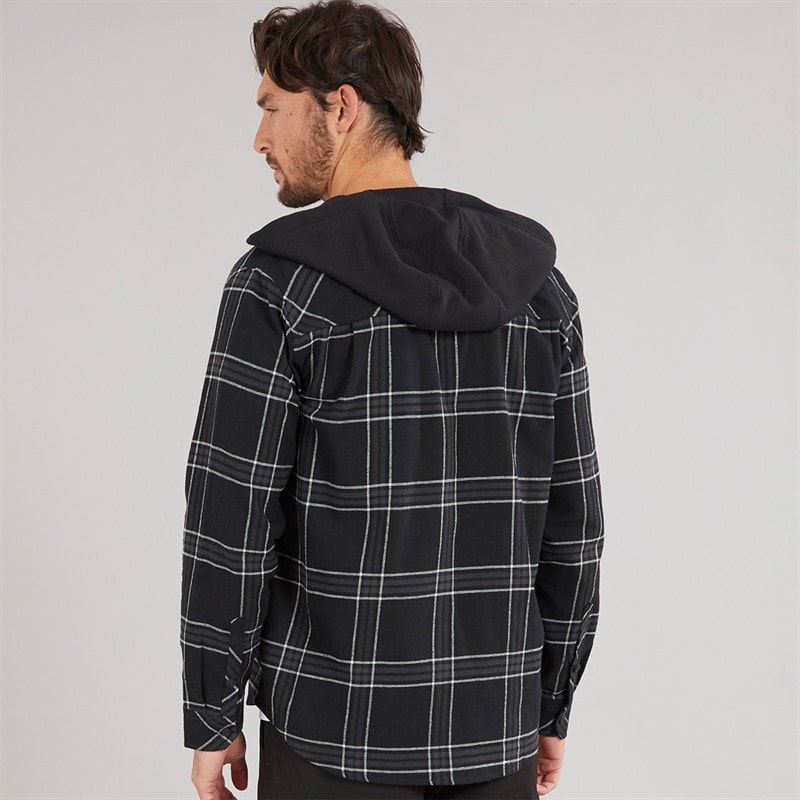 Hurley Mens Hooded Flannel Shirt Black - Image 2
