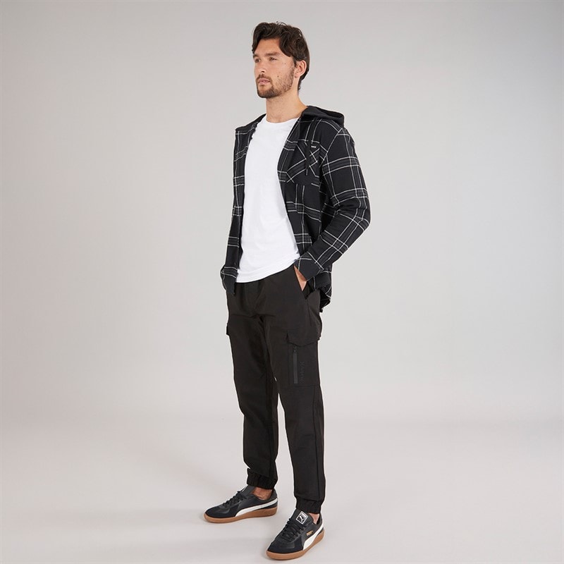 Hurley Mens Hooded Flannel Shirt Black - Image 4