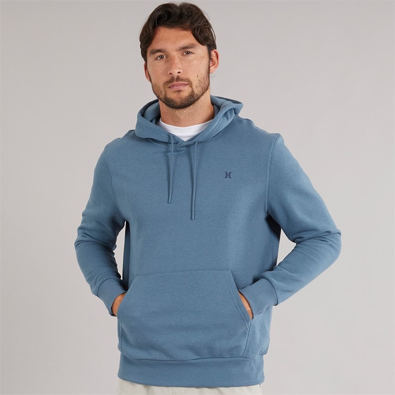 Hurley Mens Icon And Co Hoodie Grey/Teal Grey/Navy - Image 2