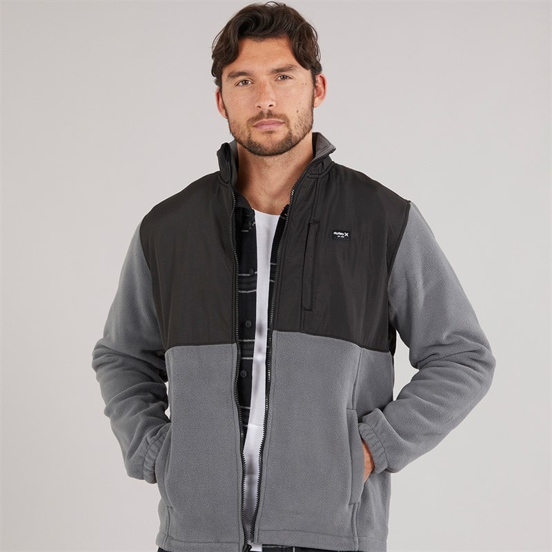 Hurley Mens Full Zip Jacket Grey/Black Grey/White - Image 1