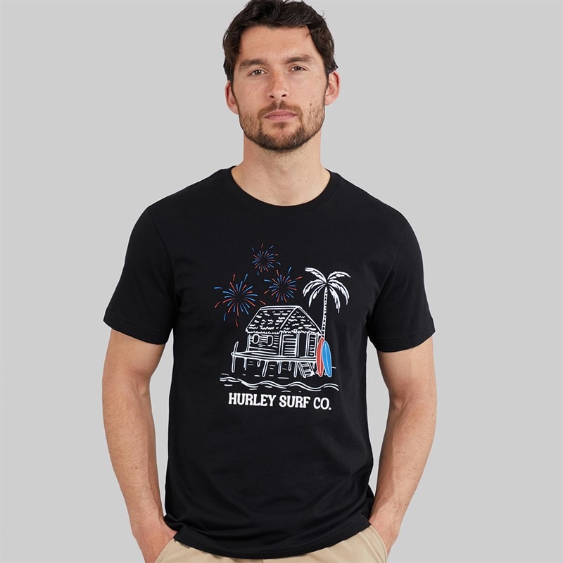 Hurley Mens Surf Shack Graphic T-Shirt Black