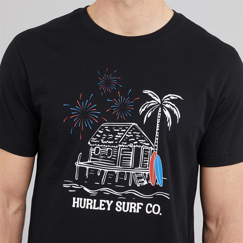Hurley Mens Surf Shack Graphic T-Shirt Black - Image 3