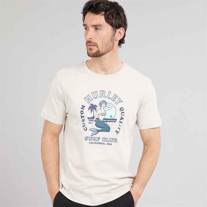 Hurley Mens Surf Club Graphic T-Shirt Ivory