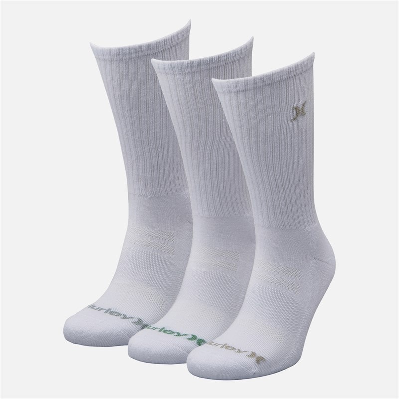 Hurley Mens Six Pack Crew Socks White/Grey - Image 2