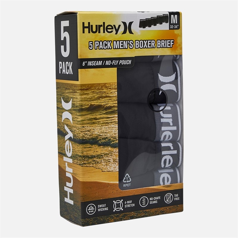 Hurley Mens Five Pack Boxer Briefs Black - Image 2