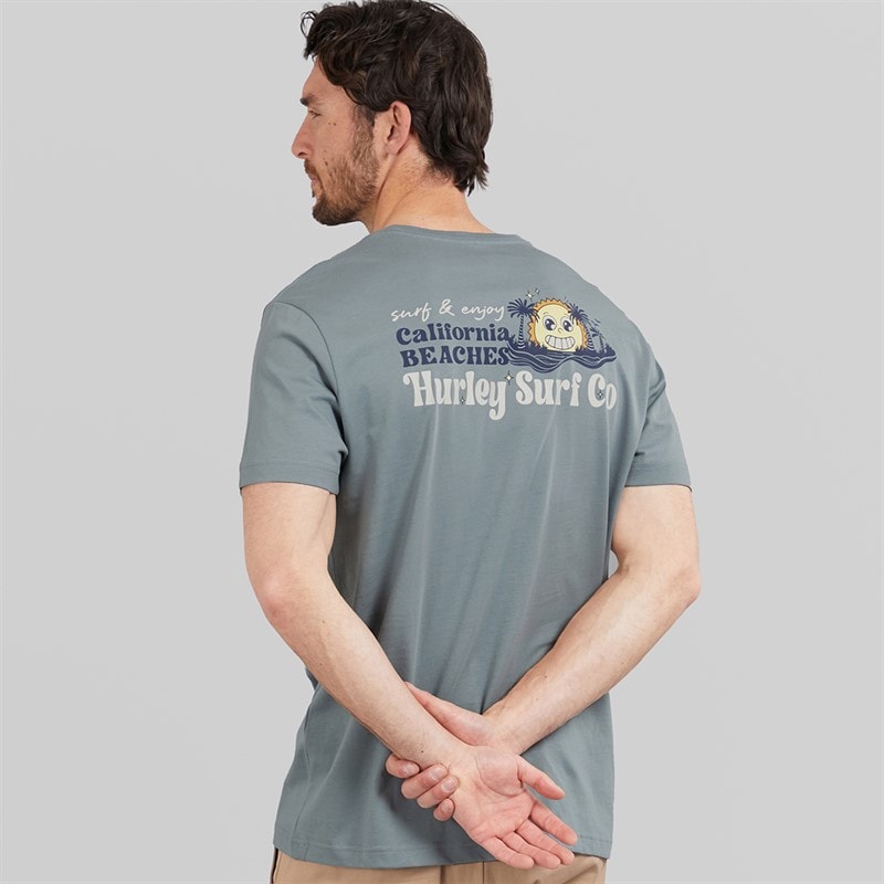 Hurley Mens California Beaches Pocket T-Shirt Grey/Blue