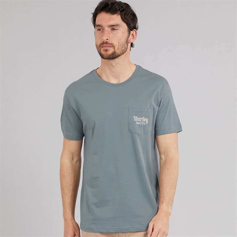 Hurley Mens California Beaches Pocket T-Shirt Grey/Blue - Image 2