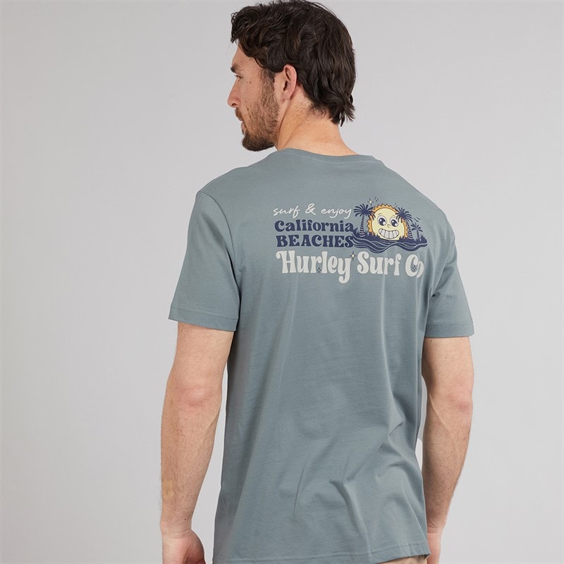 Hurley Mens California Beaches Pocket T-Shirt Grey/Blue - Image 3