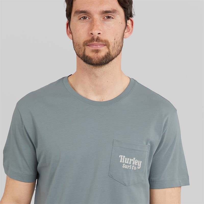 Hurley Mens California Beaches Pocket T-Shirt Grey/Blue - Image 5
