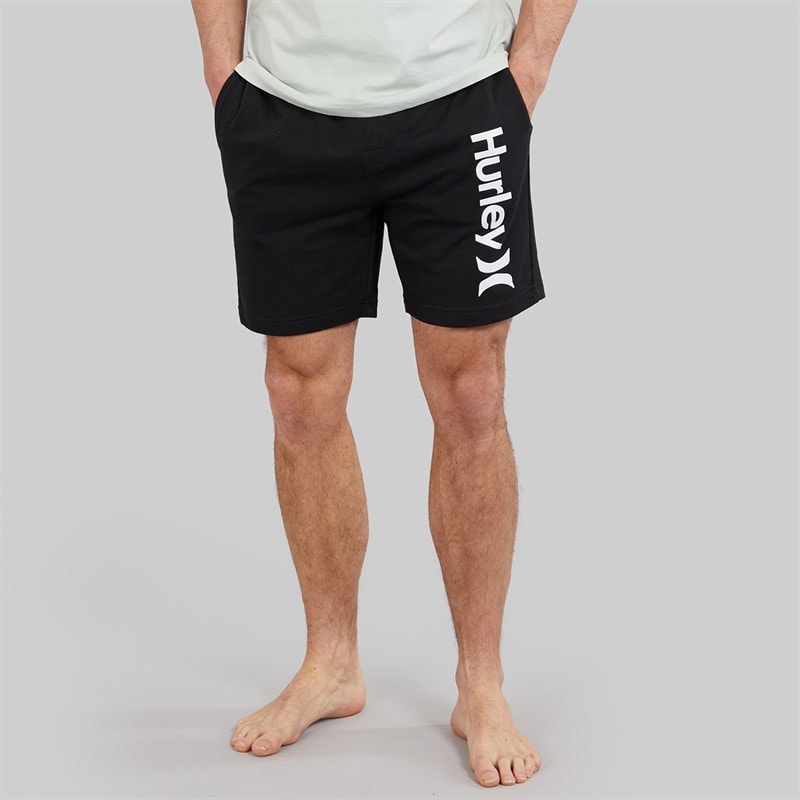 Hurley Mens Number One Logo Lounge Shorts Black
