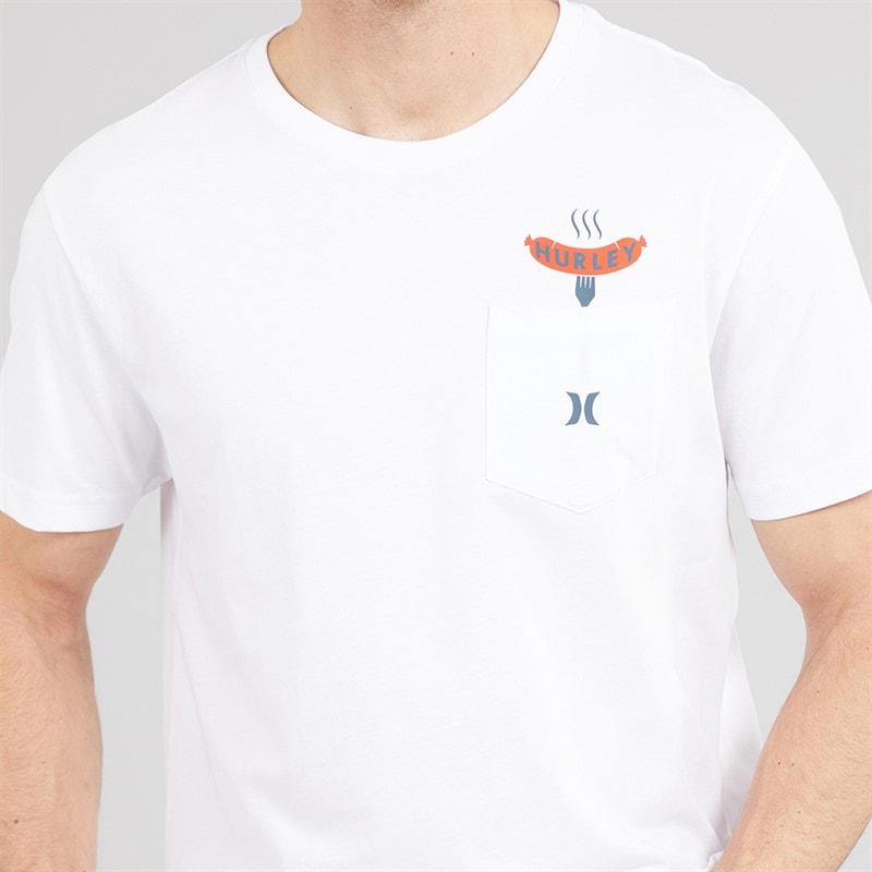 Hurley Mens Traditional BBQ Pocket T-Shirt White Traditional - Image 3