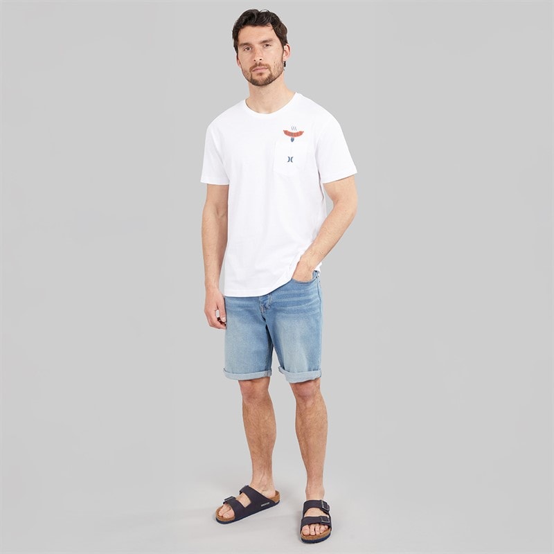 Hurley Mens Traditional BBQ Pocket T-Shirt White Traditional - Image 4