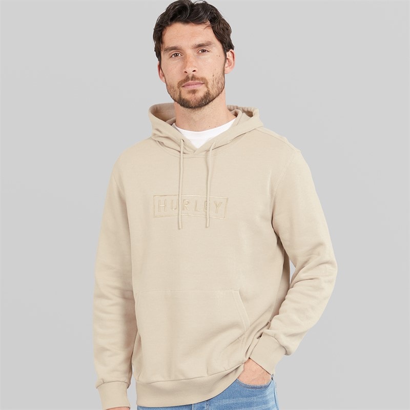 Hurley Mens Boxed Logo Fleece Hoodie Ivory