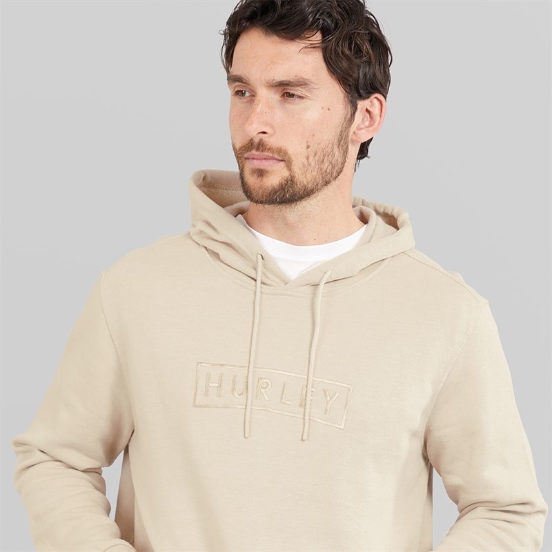 Hurley Mens Boxed Logo Fleece Hoodie Ivory - Image 3