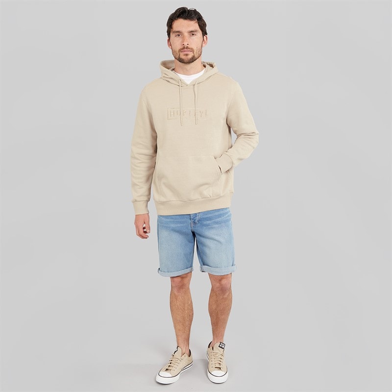 Hurley Mens Boxed Logo Fleece Hoodie Ivory - Image 4