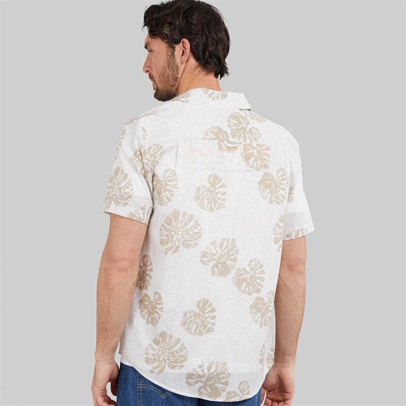 Hurley Mens 2 Tone Leaf Woven Shirt Ivory - Image 2