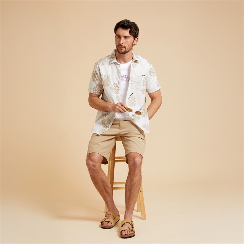 Hurley Mens 2 Tone Leaf Woven Shirt Ivory - Image 5